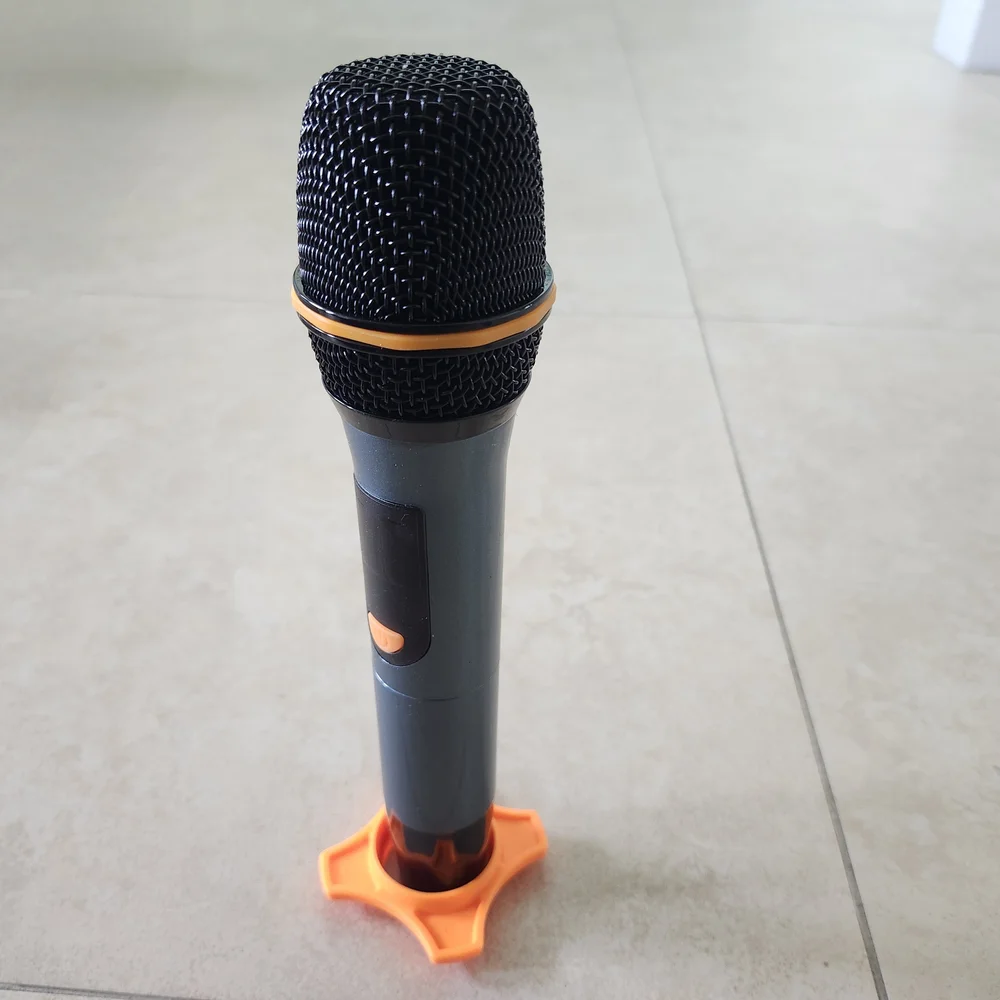 Wireless Rechargeable Cordless Microphone with Black and Silver Design